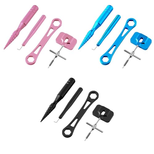 Angelrollen-Wartungswerkzeug-Set, Aluminiumlegierung, Angelrolle, Lagerstiftentferner-Set mit organisierter Aufbewahrungsbox für Komfort (blau) von Lecreatekit
