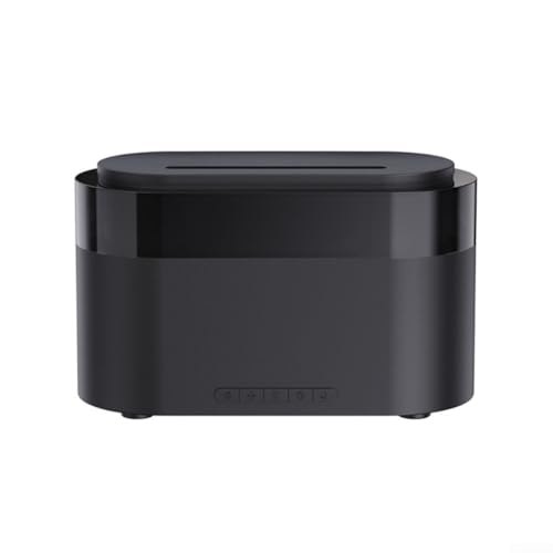 Aromatherapie-Diffusor für ätherische Öle, 3-in-1 LED-Digitaluhr, Flammen-Aroma-Diffusor mit Fernbedienung, Luftbefeuchter, 150 ml Wassertank (schwarz) von Lecreatekit