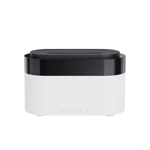 Aromatherapie-Diffusor für ätherische Öle, 3-in-1 LED-Digitaluhr, Flammen-Aroma-Diffusor mit Fernbedienung, Luftbefeuchter, 150 ml Wassertank (weiß) von Lecreatekit