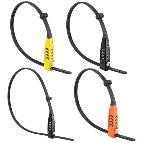 Bicycle Security Solution Tragbares Zahlenschloss mit verstellbarem Kabelbinder und Komponenten aus Zinklegierung (orange) von Lecreatekit