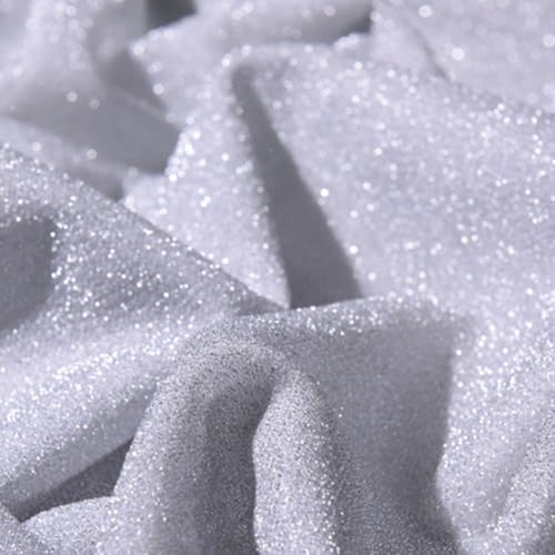 Dekostoff mit Glitzer und Sternenhimmel, zum Basteln, Nähen, Kleider, Vorhänge, Accessoires und Innendekoration aus Material (Silber) von Lecreatekit