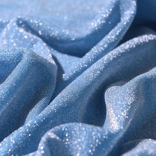 Dekostoff mit Glitzer und Sternenhimmel, zum Basteln, Nähen, Kleider, Vorhänge, Accessoires und Innendekoration aus Material (hellblau) von Lecreatekit
