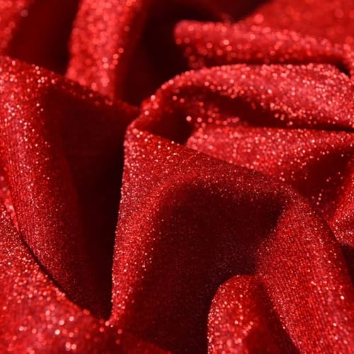 Dekostoff mit Glitzer und Sternenhimmel, zum Basteln, Nähen, Kleider, Vorhänge, Accessoires und Innendekoration aus Material (rot) von Lecreatekit