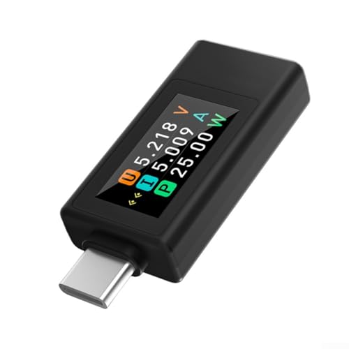 Digitaler Powermeter-Monitor, USB-Tester, bidirektionaler Spannungsstrom, Farbdisplay für digitale Geräte (schwarz) von Lecreatekit