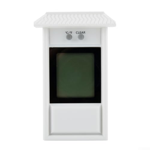 Digitales Thermometer für den Innen- und Außenbereich, LCD-Display, digitales Max-Min-Thermometer, großes LCD-Display für Gartentemperaturüberwachung (weiß) von Lecreatekit