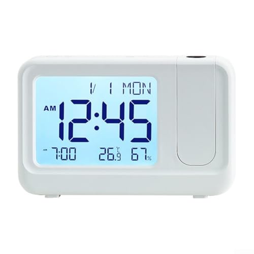 Drehbare Projektionsuhr, Projektionsuhr mit 180° einstellbarem LCD-Display, multifunktional, elektronisch, Temperatur- und Luftfeuchtigkeitsmonitor (B) von Lecreatekit