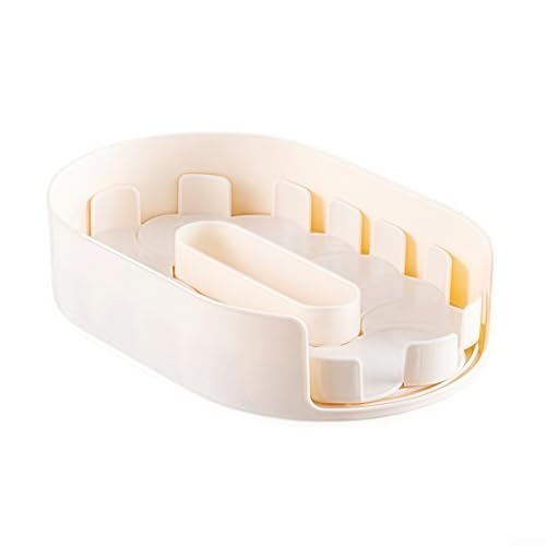 Drehbarer Drehteller, transparentes Aufbewahrungsregal, drehbarer Gewürz-Organizer, Drehteller, 33 cm, transparentes Aufbewahrungsregal für Küchenschrank (beige) von Lecreatekit