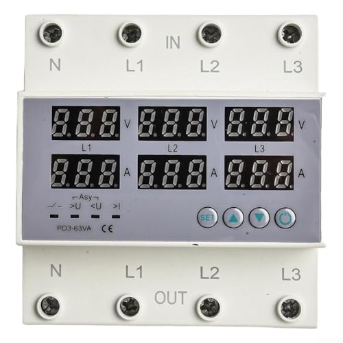 Drei-Phasen-Spannungs-Monitor, dreiphasiger digitaler Spannungs-Strombegrenzer-Schutz mit einstellbarer Verzögerung für Schaltungssysteme Drei-Phasen-Spannungs-Monitor, dreiphasiger digitaler Spannungs-Strombegrenzer-Schutz mit einstellbarer Verzögerung für Schaltungssysteme von Lecreatekit