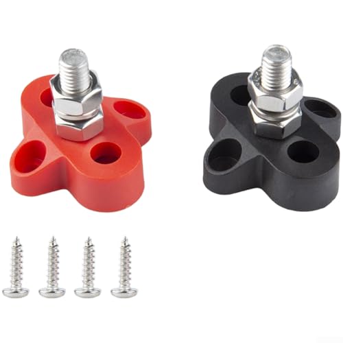 Edelstahl-Batterieklemmenverbinder, 48 V M8-Batterieanschluss mit Messing-Unterlegscheibe, Ersatz für Wohnmobil, LKW, Marine, Boot (A) von Lecreatekit