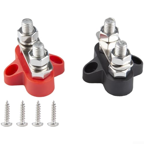 Edelstahl-Batterieklemmenverbinder, 48 V M8-Batterieanschluss mit Messing-Unterlegscheibe, Ersatz für Wohnmobil, LKW, Marine, Boot (B) von Lecreatekit