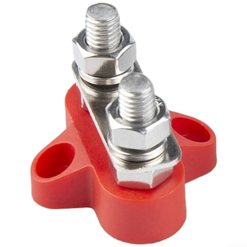 Edelstahl-Batterieklemmenverbinder, 48 V M8-Batterieanschluss mit Messing-Unterlegscheibe, Ersatz für Wohnmobil, LKW, Marine, Boot (F) von Lecreatekit