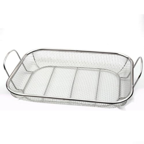 Edelstahl-Grillkorb, Edelstahl-Grillkorb mit Griffen, Mesh-Grillpfanne für Gemüse, Meeresfrüchte, Kochen im Freien von Lecreatekit
