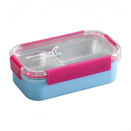 Edelstahl Lunchbox Lunchbox mit 2 Fächern auslaufsichere Deckel Behälter herausnehmbares Tablett für Schule Arbeit Outdoor Picknick (rot 2 Gitter) von Lecreatekit