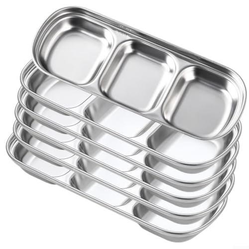 Edelstahl Saucenschalen, 3 Abschnitte Edelstahl Saucenschalen Teller Set Mehrzweck Dipschalen Geteilte Gewürzteller Edelstahl Saucenschalen, 3 Abschnitte Edelstahl Saucenschalen Teller Set Mehrzweck Dipschalen Geteilte Gewürzteller von Lecreatekit