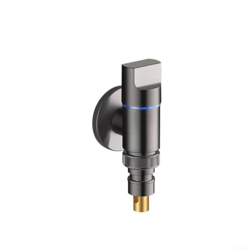 Edelstahl-Waschmaschinen-Wasserhahn, multifunktionales Waschen, automatisches Wasseröffnungswinkel, Absperrventil für Badezimmer, Waschbecken, Garten (grau) von Lecreatekit
