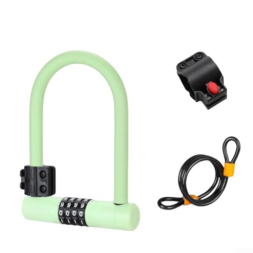 Fahrradschloss, 18,3 x 12,8 x 2,7 cm, Fahrrad-D-Schlösser mit vierstelliger Zahlenkombination, Zinklegierung, robuster Stahlkörper (grün) von Lecreatekit