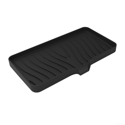 Flexible Silikon-Abtropfmatte für Küche, weich und leicht zu reinigen, Abflusspad für Geschirr (schwarz) von Lecreatekit