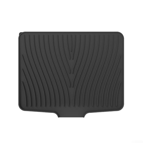 Funktionelle Silikon-Abtropfmatte Küchenabfluss-Pad mit einzigartiger Lippe für effektive Wasserentfernung, geeignet für Geschirr und Gläser (schwarz) von Lecreatekit