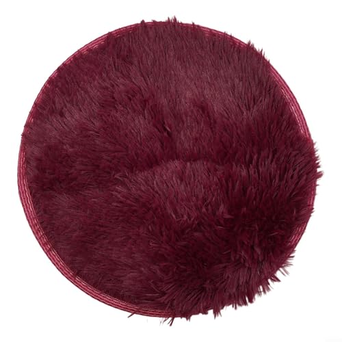 Großer, zotteliger Teppich, waschbar, rutschfest, zottelig, weicher Samt-Flor, rutschfeste Unterseite, für Wohnzimmer und Schlafzimmer, Kinder und Haustiere (40 cm, Weinrot) von Lecreatekit