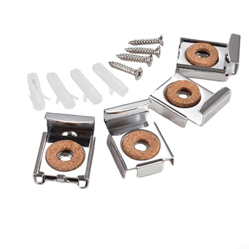 Hängende Hardware 4-teiliges Metall-Spiegel-Clip-Set zur Unterstützung großer Spiegel, inklusive Schrauben und Dübeln Hängende Hardware 4-teiliges Metall-Spiegel-Clip-Set zur Unterstützung großer Spiegel, inklusive Schrauben und Dübeln von Lecreatekit