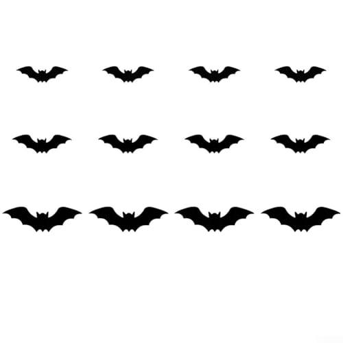 Halloween-3D-beleuchtete Fledermaus-Dekoration, PVC-Fledermaus-Ornamente, violette LED, leuchtende Wanddekoration, Deckendekorationen für den Innen- und Außenbereich (12 Stück) von Lecreatekit