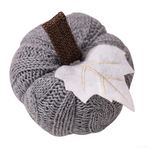 Handgefertigter gestrickter Kürbis, um Ihre Herbstdekoration zu schmücken und eine festliche Atmosphäre zu schaffen (grau) von Lecreatekit