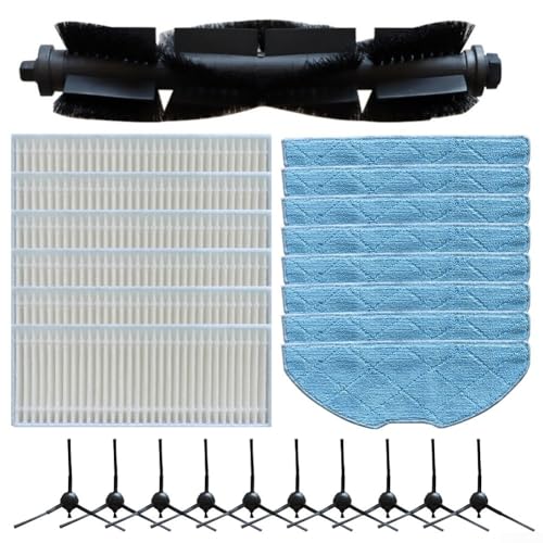 Hauptseitenbürsten-Filter-Mopp-Tuch-Set, Staubsauger-Hauptbürste und Wischtuch-Set für XPlorer S135 S140 Filter und Seitenbürsten (B) von Lecreatekit