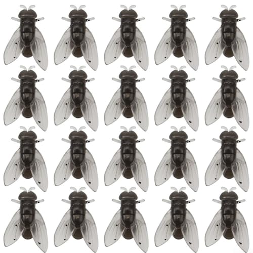 Köder-Set zum Fliegenfischen, 20 Stück, zum Anlocken von Forellen, Barsch, Lachs & Hecht, lebensechtes Design (L schwarz) von Lecreatekit