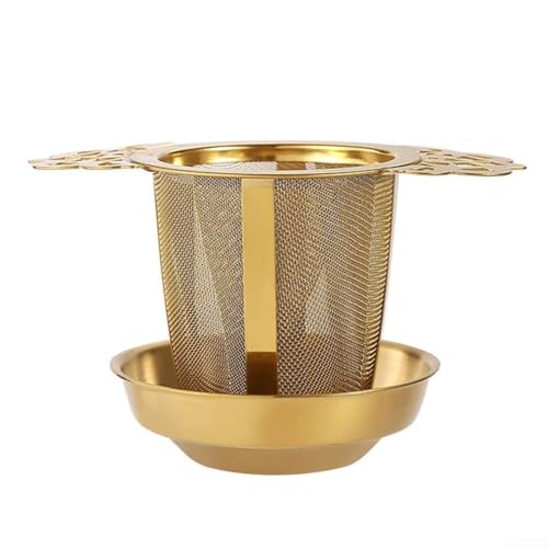Kompaktes und tragbares Teesieb aus Edelstahl, perfekte Ergänzung für Ihre Tee-Brauroutine (Gold) von Lecreatekit