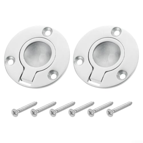 Lecreatekit 2 Stück bündige Ringgriffe aus glattem Edelstahl für Schränke oder Marine-Nutzung von Lecreatekit