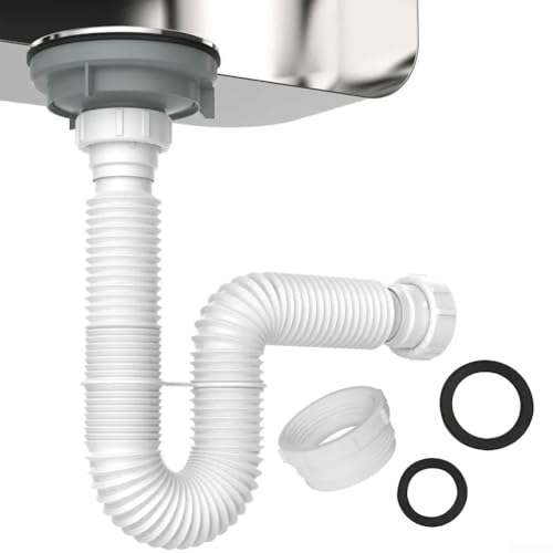 Lecreatekit Flexibles Abflussrohr, flexibles Abflussrohr-Set, Müllentsorgung, P-Falle, geruchsdicht, für Küchenspülen Lecreatekit Flexibles Abflussrohr, flexibles Abflussrohr-Set, Müllentsorgung, P-Falle, geruchsdicht, für Küchenspülen von Lecreatekit