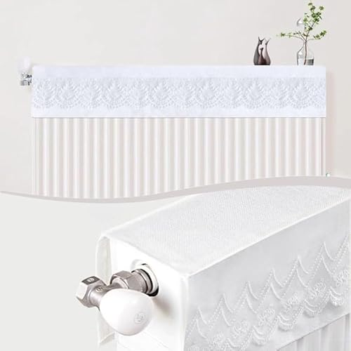 Lecreatekit Heizkörper-Staubschutz, Heizkörperabdeckung, elastisch, verstellbar, modern, weiß, waschbarer Stoff mit Ventilschlauchabdeckung für Heizkörper, Staubfänger, Heizkörper-Staubschutz (100 cm) von Lecreatekit