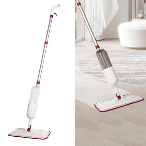 Lecreatekit Rotierender Wischmopp mit integrierter Wassertank-Sprühfunktion, Mikrofaser-Pads, einfach zu bedienen, schnelle Bodenreinigung, 360-Grad-Drehung, Rot, 3811,5125 cm von Lecreatekit