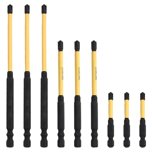 Magnetische Schraubendreher-Bits mit hoher Härte aus legiertem Stahl für Profis, zur Verwendung mit elektrischen Bohrmaschinen und manuellen Treibern (3 x (65 + 110 + 150 mm)) von Lecreatekit