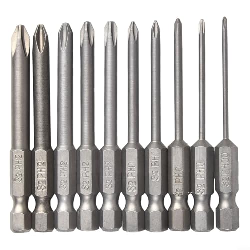 Magnetisches Sechskant-Schraubendreher-Bit-Set, 65 mm Länge, Kreuz-Bits für verschiedene Werkzeuge, einschließlich PH0, PH1, PH2, 10 Stück Magnetisches Sechskant-Schraubendreher-Bit-Set, 65 mm Länge, Kreuz-Bits für verschiedene Werkzeuge, einschließlich PH0, PH1, PH2, 10 Stück von Lecreatekit