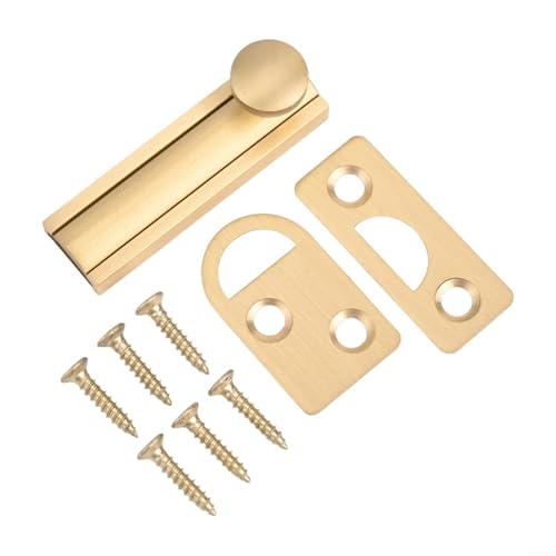 Messing-Schieberriegel, verdecktes Messing-Scheunentürriegelschloss für robuste Sicherheit zu Hause, einfache Installation mit Schrauben (Gold 5,1 cm) von Lecreatekit
