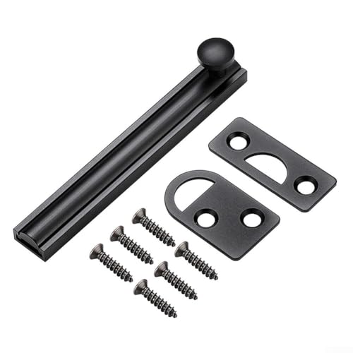 Messing-Schieberriegel, verdecktes Messing-Scheunentürriegelschloss für robuste Sicherheit zu Hause, einfache Installation mit Schrauben (schwarz, 10,2 cm) von Lecreatekit