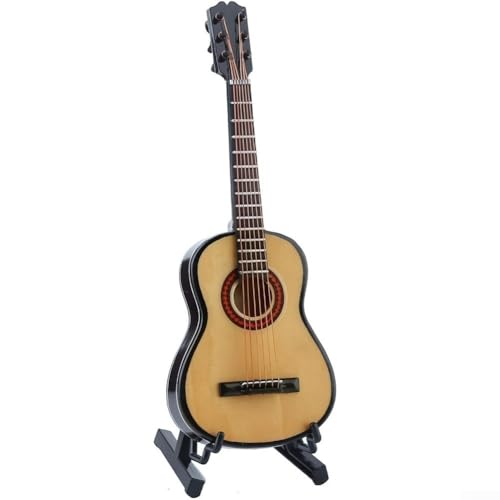 Mini-Gitarren-Nachbildung mit Ständer, charmanter Miniatur-Gitarrenmodellständer, Ornament, Holzdekoration für Zuhause, Büro, Dekoration (Holz) von Lecreatekit