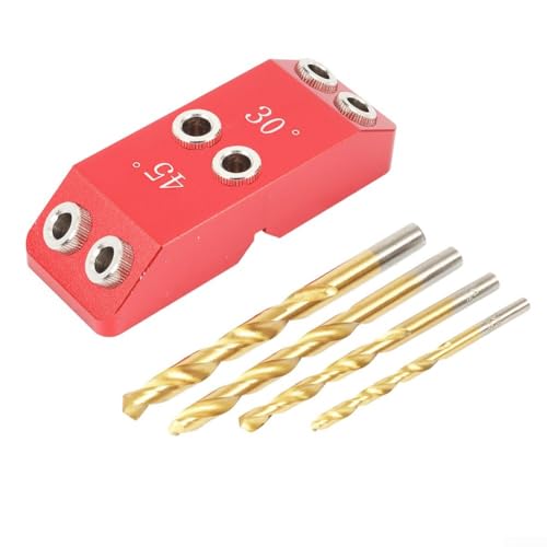 Multi Angle Hole Guide Jig for Precision Drilling at 30/45/90 Degrees in Woodworking Tasks (Red) von Lecreatekit