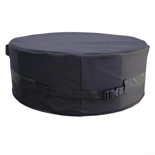 Outdoor-Feuerstellenabdeckung, rund, rund, 130 x 20 cm, 420D-Oxford-Gewebe, wetterbeständig, mit seitlichen Griffen, verstellbare Riemen von Lecreatekit