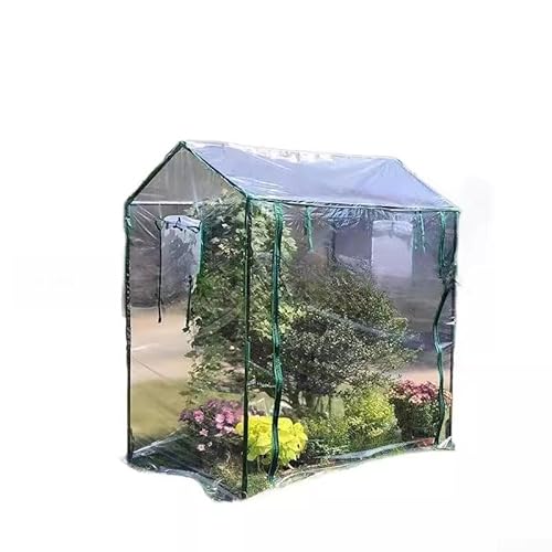 PVC-Gewächshausabdeckung, Gewächshausabdeckung mit Rollladen-Ausrüstung zur Unterstützung der Gartenarbeit verschiedener Pflanzensorten (130 x 90 x 150 cm) von Lecreatekit