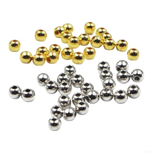 Perlen zum Fliegenbinden, Gold/Silber, 100-teiliges Set zum Basteln oder zum Angeln, 345 mm Material zum schnellen Aufhängen von Haken (4 mm Silber) von Lecreatekit
