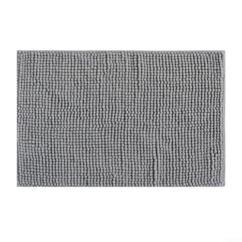 Plush Chenille Bath Mat, Microfiber Fabric Densse Short Plush Chenille Floor Mat Bath Stability Drying Rug For Bathroom Kitchen(Light Gray) von Lecreatekit