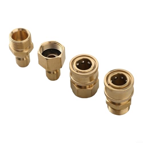 Quick Connection Solution M22 Messing-Adapter-Set für Hochdruckreinigung, 4 Stück (M22-15 mm) von Lecreatekit