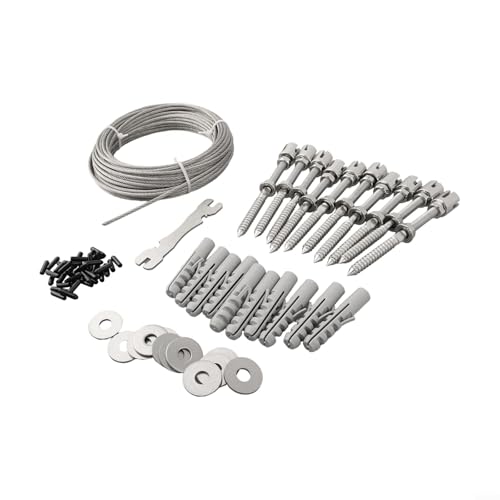 Rostfreies Rankgitter-Set für den Garten, Edelstahl-Drahtstruktur mit 10 Kreuzkopf-Abstandsbolzen und Montagezubehör (mit 16 m Seil) von Lecreatekit