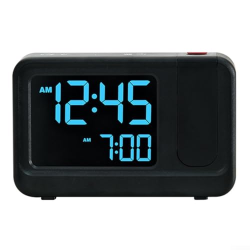 Rotierende Projektionsuhr, Projektionsuhr mit 180° verstellbarem LCD-Display, multifunktional, elektronisch, Temperatur- und Feuchtigkeitsmonitor (C) von Lecreatekit