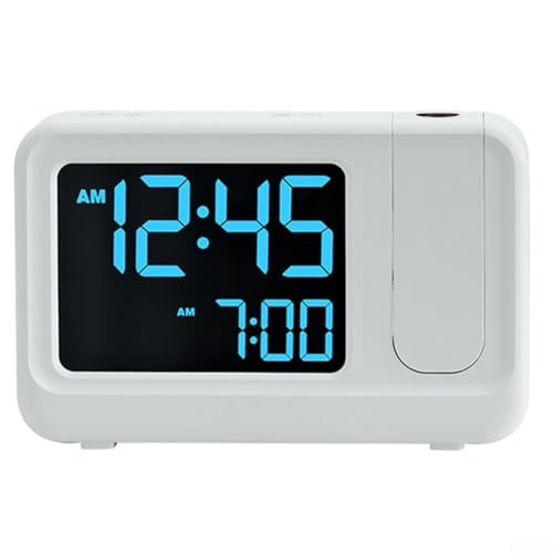 Rotierende Projektionsuhr, Projektionsuhr mit 180° verstellbarem LCD-Display, multifunktional, elektronisch, Temperatur- und Luftfeuchtigkeitsmonitor (D) von Lecreatekit