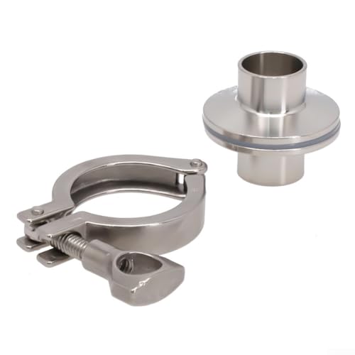 Sanitärhülse 3/4 Zoll mit Tri-Klemme und PTFE-Dichtung aus Edelstahl 304, passend für Rohrgrößen von 19 mm bis 102 mm, robust und zuverlässig (25 mm) von Lecreatekit