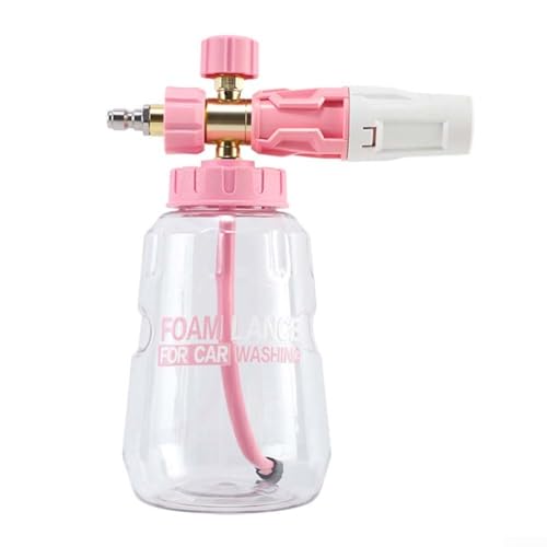 Schneeschaumlanze Autowäsche, Schaumlanze mit verstellbarem Sprüh-Reinigungsverhältnis, Drehknopf, 360° drehbarer ABS-Topf für Autowäsche (Rosa) von Lecreatekit