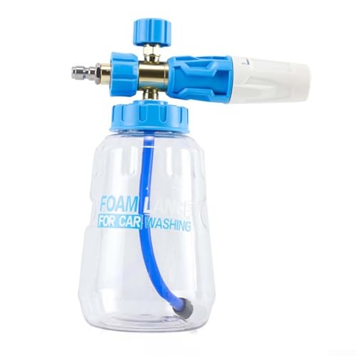 Schneeschaumlanze Autowäsche, Schneeschaumlanze mit verstellbarem Sprüh-Reinigungsverhältnis, Drehknopf, 360° drehbarer ABS-Topf für Autowäsche (blau) von Lecreatekit